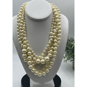 J. Crew Five Multi-Strand Cream Round Faux Pearl Necklace New